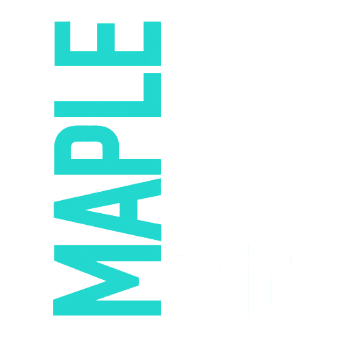 Reversed Maple Build logo on a dark background